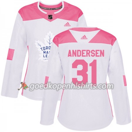 Toronto Maple Leafs Frederik Andersen 31 Adidas 2017-2018 Wit Oranje Fashion Authentic Shirt - Dames
